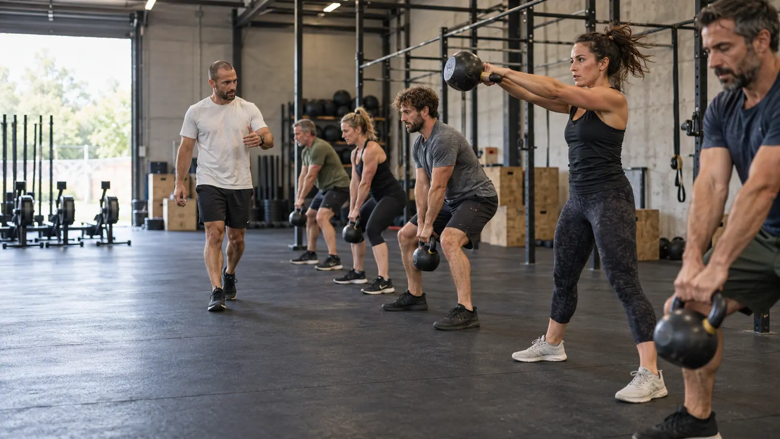 Group functional training: kettlebell exercises