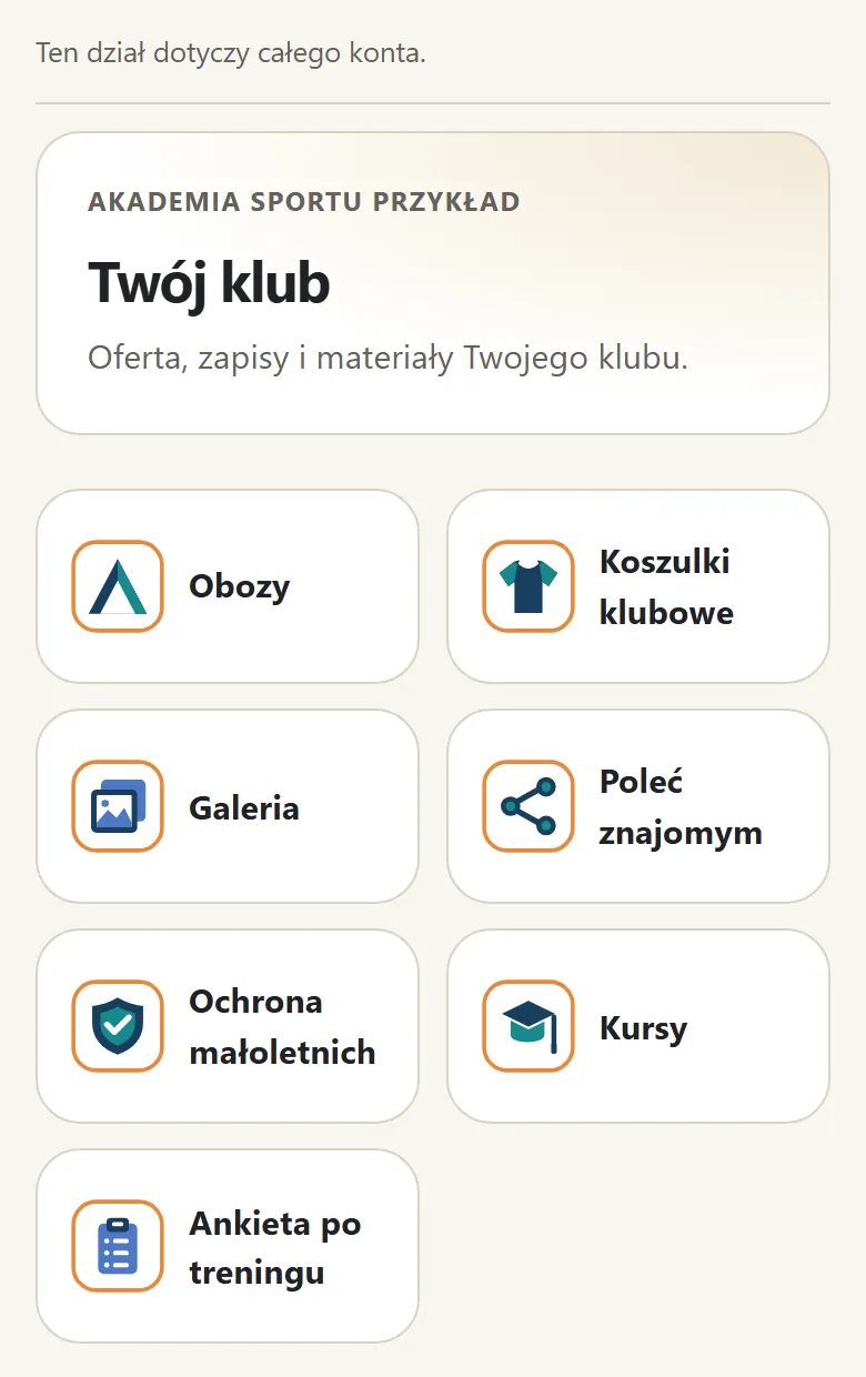 Twój klub — kafelki
