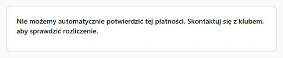 Zakończone automatyczne sprawdzanie — rzeczywisty komponent kieruje do klubu; kontrolowana odpowiedź lokalna