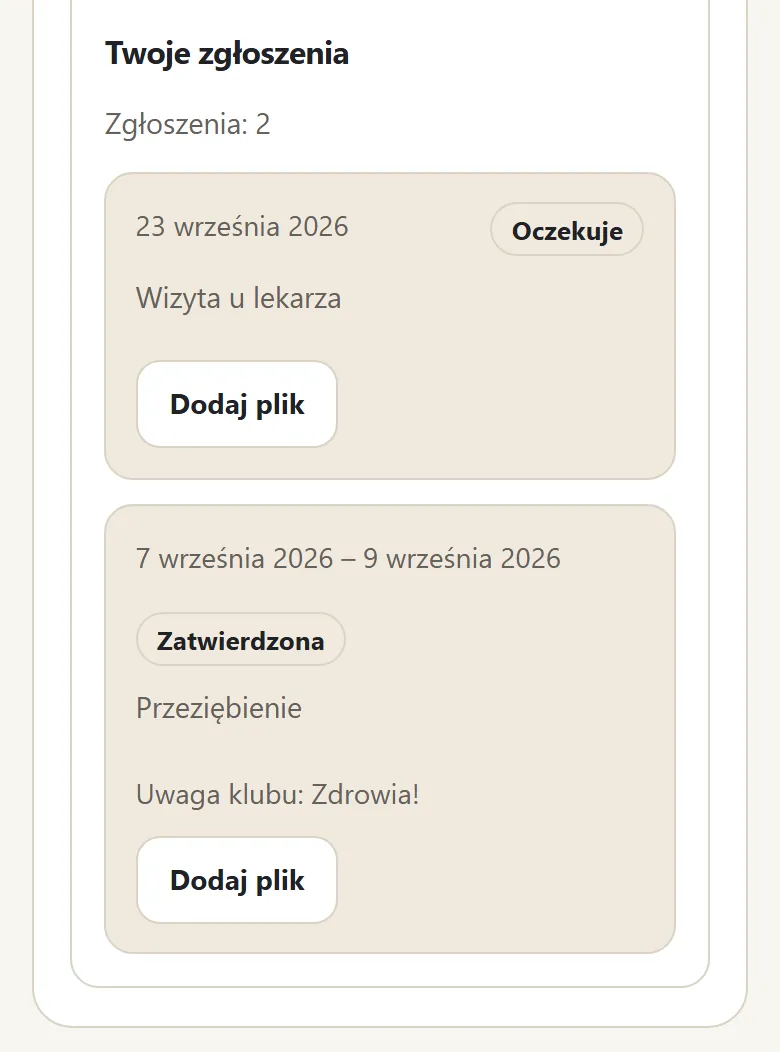 Twoje zgłoszenia