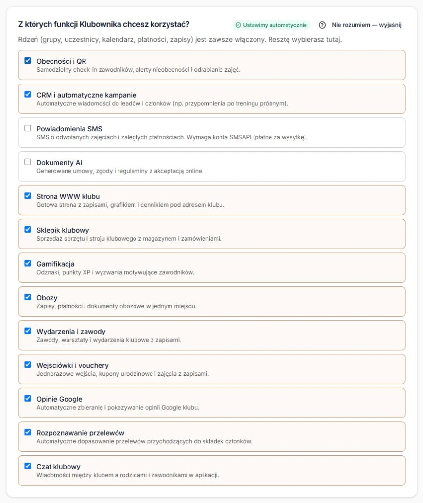 Dodatkowe funkcje w pełnym zakresie konfiguracji