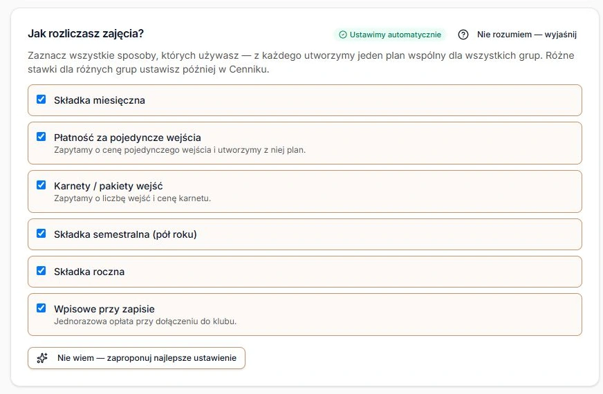 Kilka modeli rozliczania w jednej konfiguracji