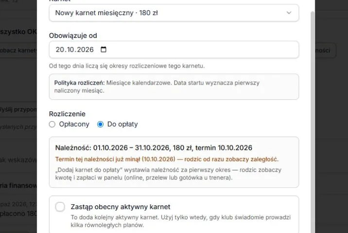 Równoległy karnet — własna należność i ostrzeżenie o minionym terminie