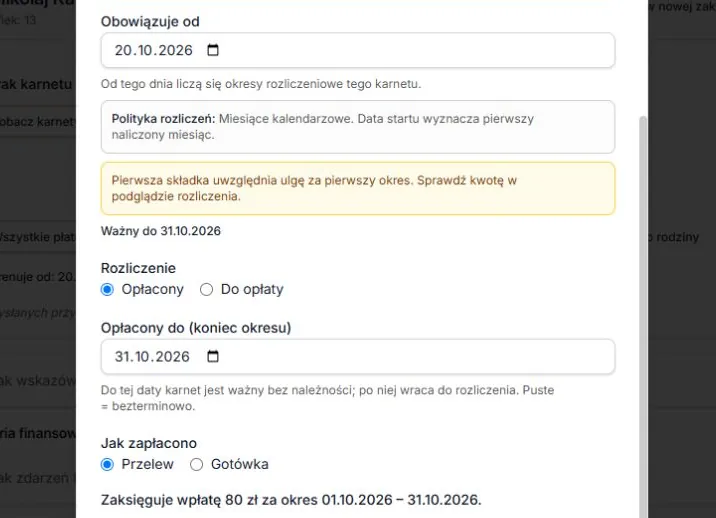 Pierwsza składka według grafiku — cztery z dziewięciu terminów i 80 zł