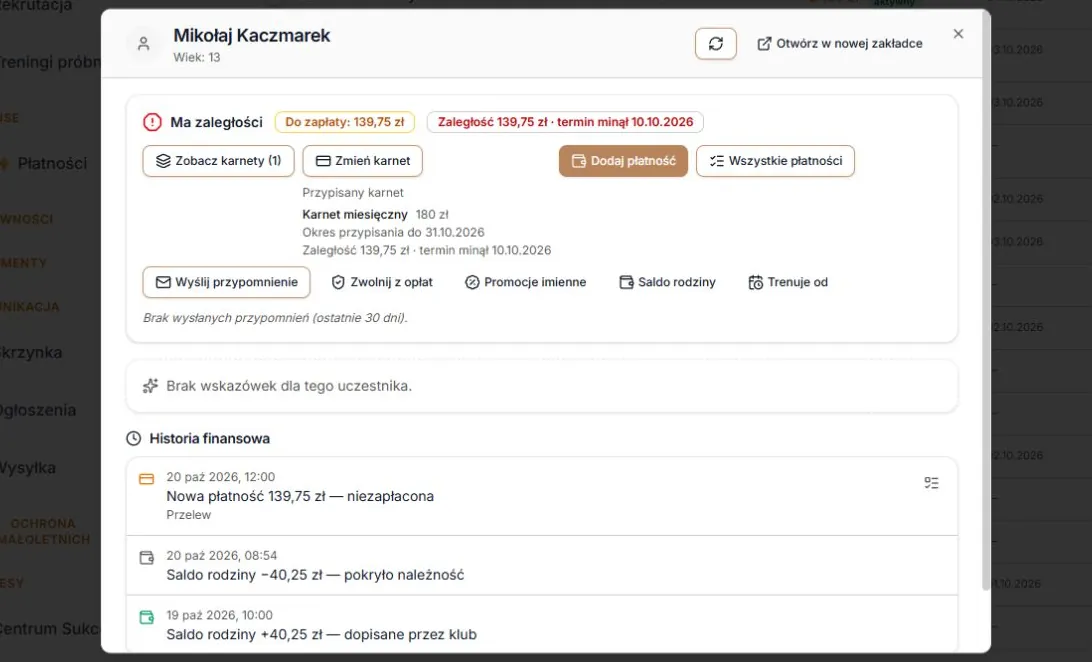 Częściowe pokrycie — 40,25 zł z salda i 139,75 zł pozostałej należności
