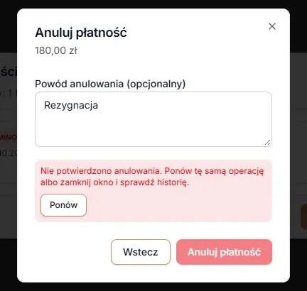Nieczytelna odpowiedź po anulowaniu — bez fałszywego potwierdzenia