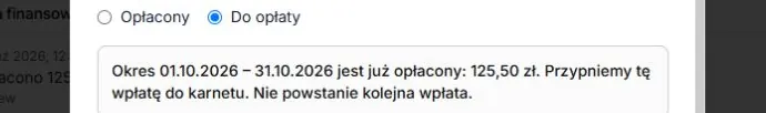 Opłacona wpłata pozostaje opłacona także w wariancie Do opłaty