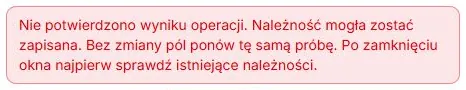 Niepotwierdzony wynik Innej wpłaty — ponów tę samą próbę bez zmiany pól