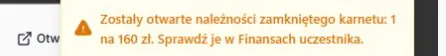 Odepnij — pozostawiona należność ze zgłoszonym przelewem