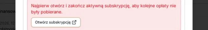 Odepnij — najpierw obsłuż powiązaną subskrypcję