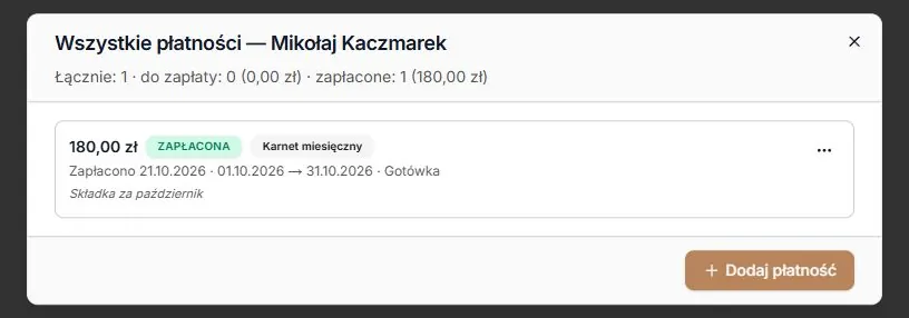 Istniejąca należność po potwierdzeniu otrzymanej gotówki