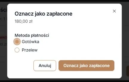 Kwota i metoda przed potwierdzeniem otrzymania pieniędzy
