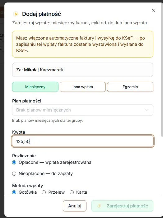 Plan zniknął z dostępnego cennika — ręczna kwota nie odblokowuje nowego zapisu