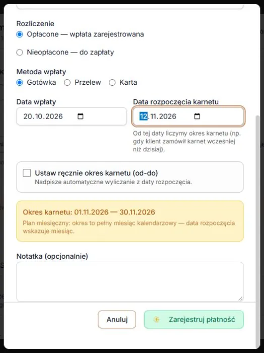 Wpłata przyjęta w październiku może dotyczyć listopadowego okresu: sprawdź obie daty i podgląd.