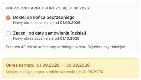 Doklejanie miesiąca mimo przerwy — wybór i okres