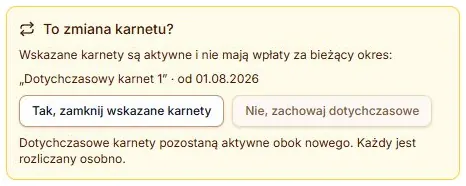 Nie — dotychczasowe karnety i ich rozliczenia zostają