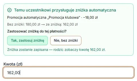 Pierwszeństwo promocji — wycena i kwota płatności 162 zł