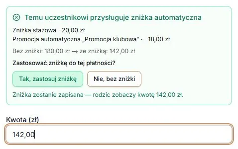 Tak — wycena i kwota rejestrowanej płatności wynoszą 142 zł
