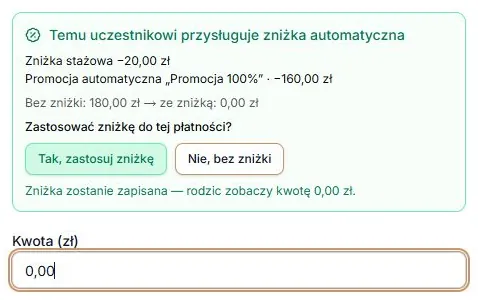 Potwierdzona cena zerowa z promocji — 0 zł do zapisu