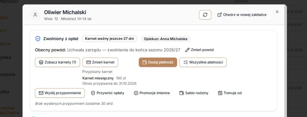 Stan: zwolniony z opłat