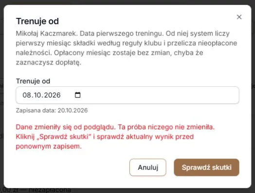 Zmiana grafiku po podglądzie wymaga sprawdzenia skutków przed kolejnym zapisem.