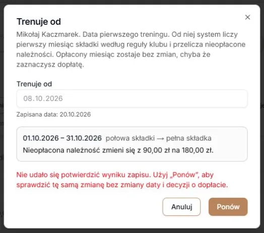 Ponowienie tej samej niepotwierdzonej zmiany