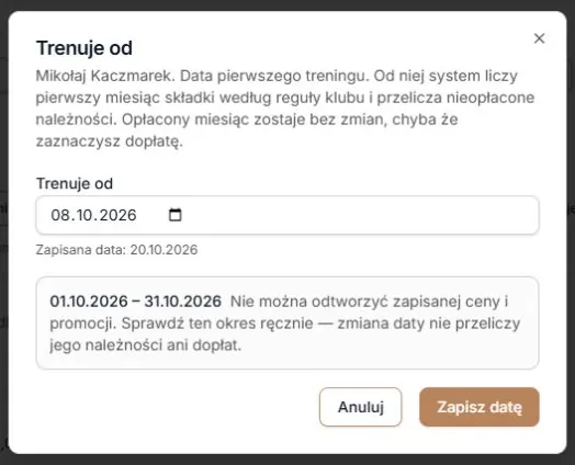 Okres ze starą niespójną ceną wymagający ręcznego sprawdzenia