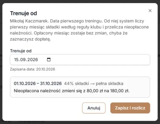 Data przed październikiem daje pełną październikową składkę 180 zł.