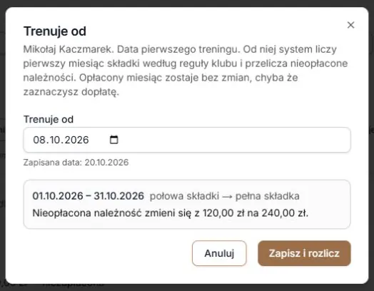 Ponowny podgląd uwzględnia zmienioną kwotę należności