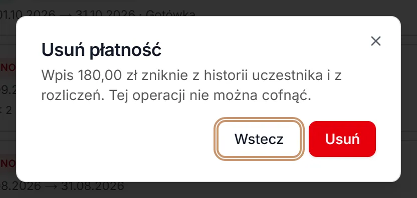 Usuń płatność