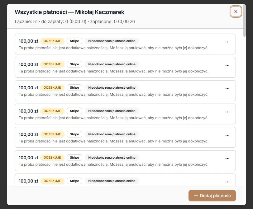 Niedokończone próby online bez dodatkowej należności