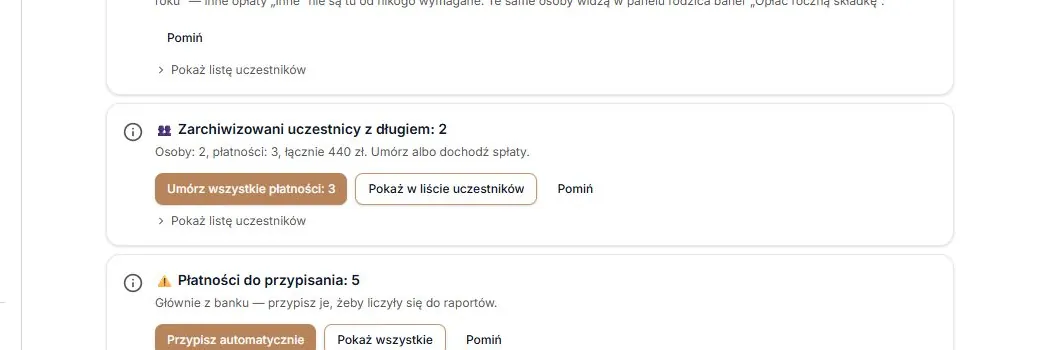 Pozycja „Zarchiwizowani uczestnicy z długiem”