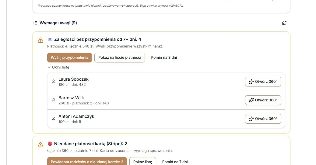 Rozwinięta lista osób z zaległościami