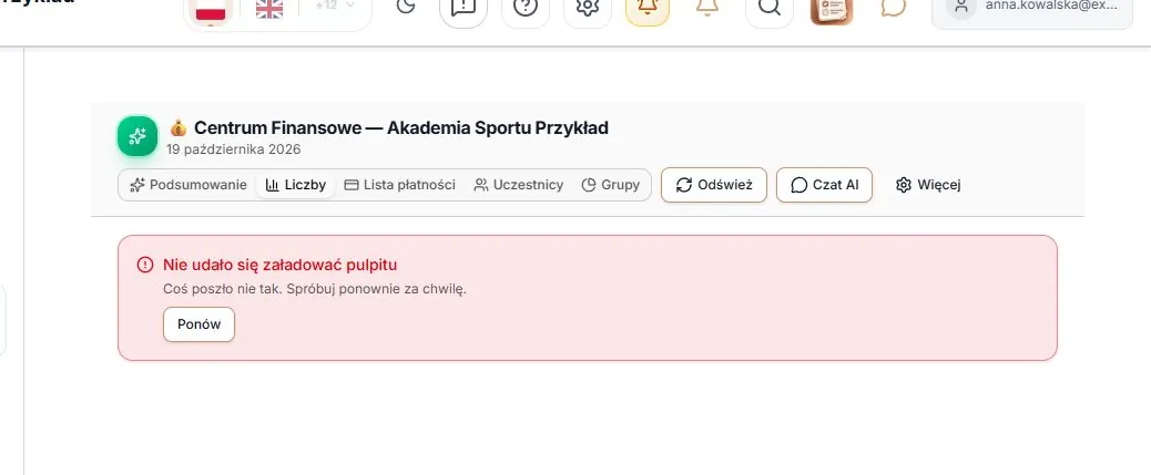 Błąd odczytu Liczb i ponowienie próby