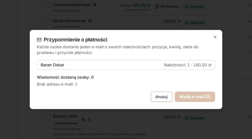 Brak adresu e-mail — wiadomość nie zostanie wysłana