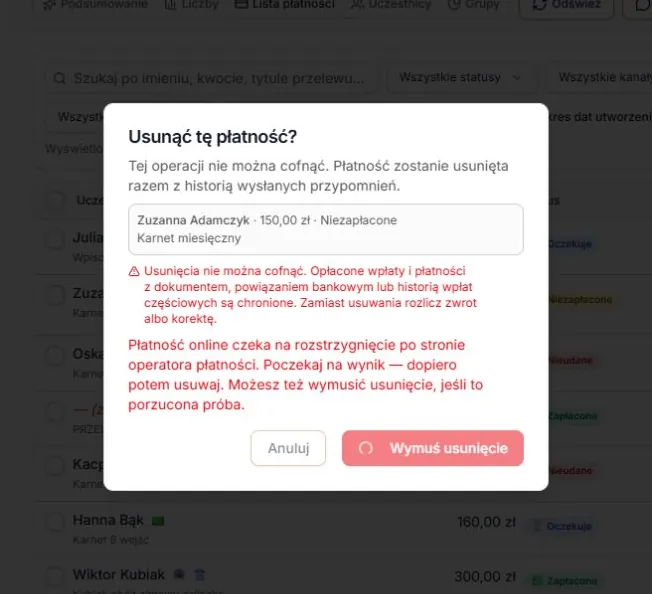 Oczekiwanie na weryfikację przed wymuszeniem