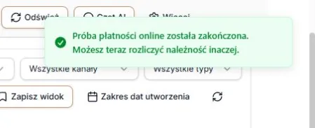 Próba płatności online zakończona