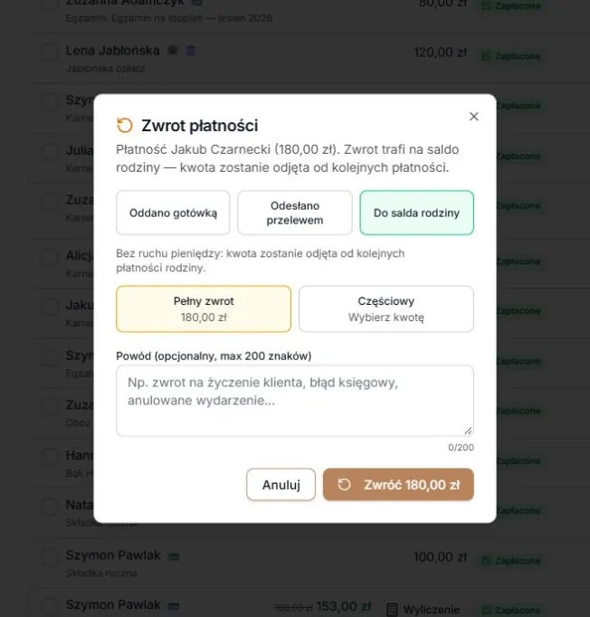Zwrot do salda rodziny