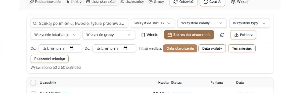 Wiersz zakresu dat