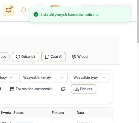 Potwierdzenie pobrania zestawienia karnetów