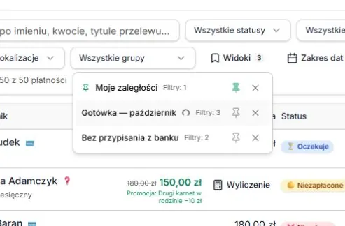 Oczekiwanie na zmianę przypięcia widoku