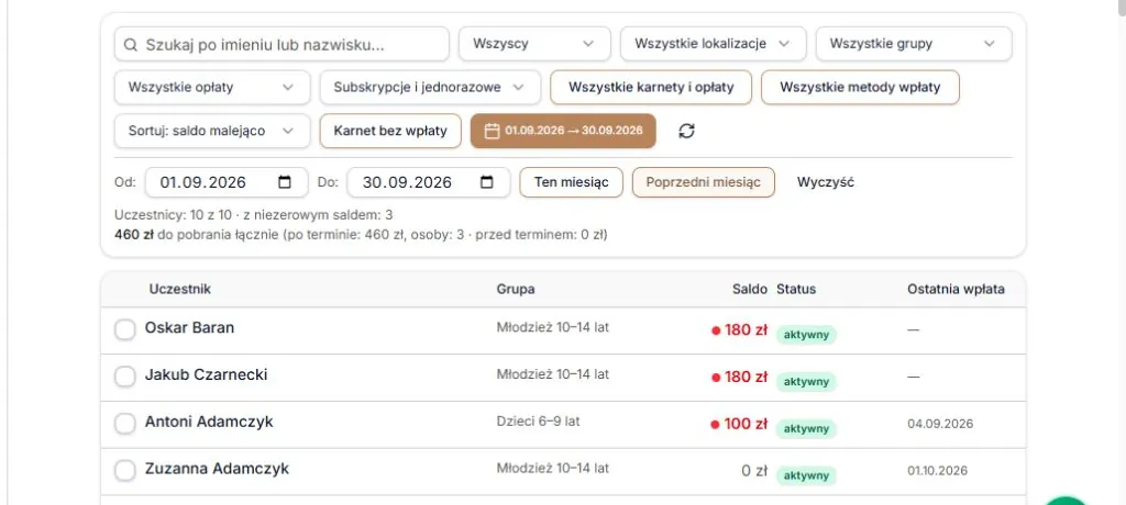Zakres dat: poprzedni miesiąc