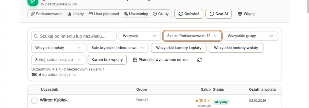 Zmiana lokalizacji czyści grupę spoza niej