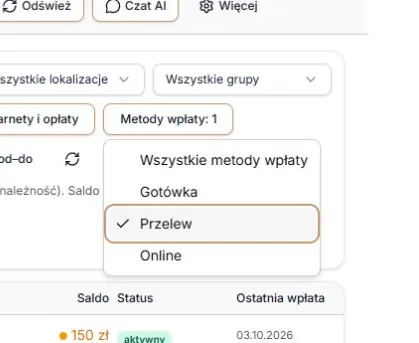 Metoda wpłaty: Przelew