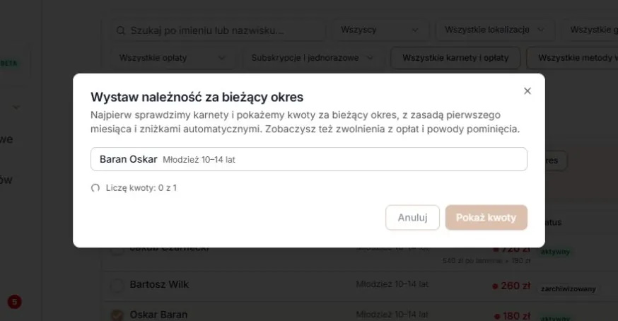 Trwa wycena — postęp i chwilowo zablokowane przyciski