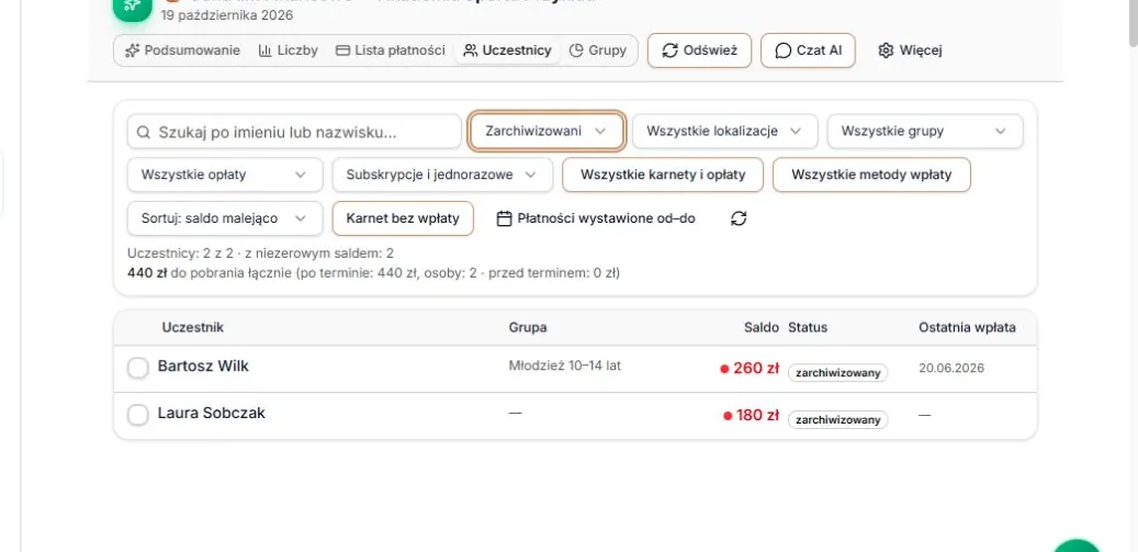 Status: tylko zarchiwizowani