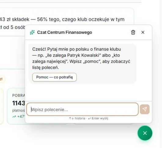 Czat otwarty przyciskiem w nagłówku