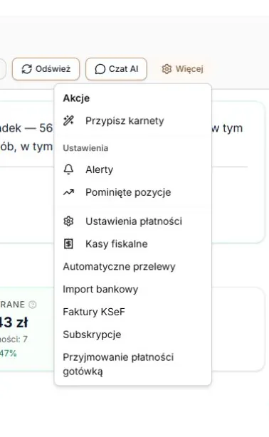 Menu Więcej