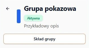 Szczegóły grupy bez edycji i przejście do składu.