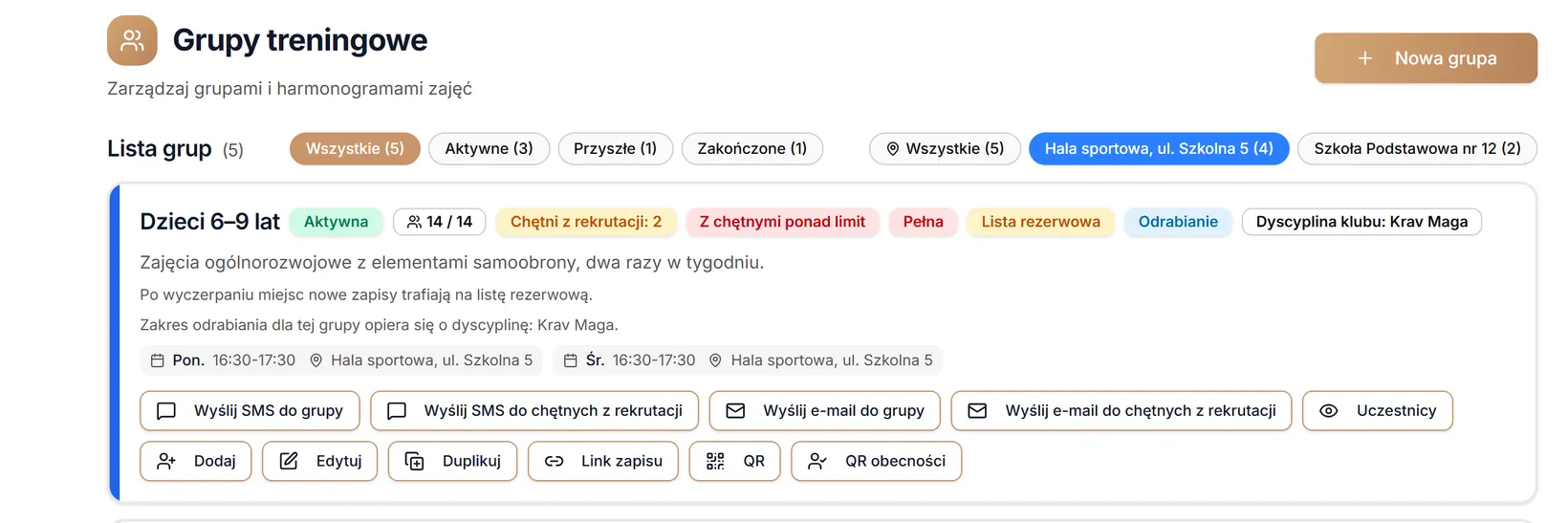 Filtr lokalizacji — jedna lokalizacja